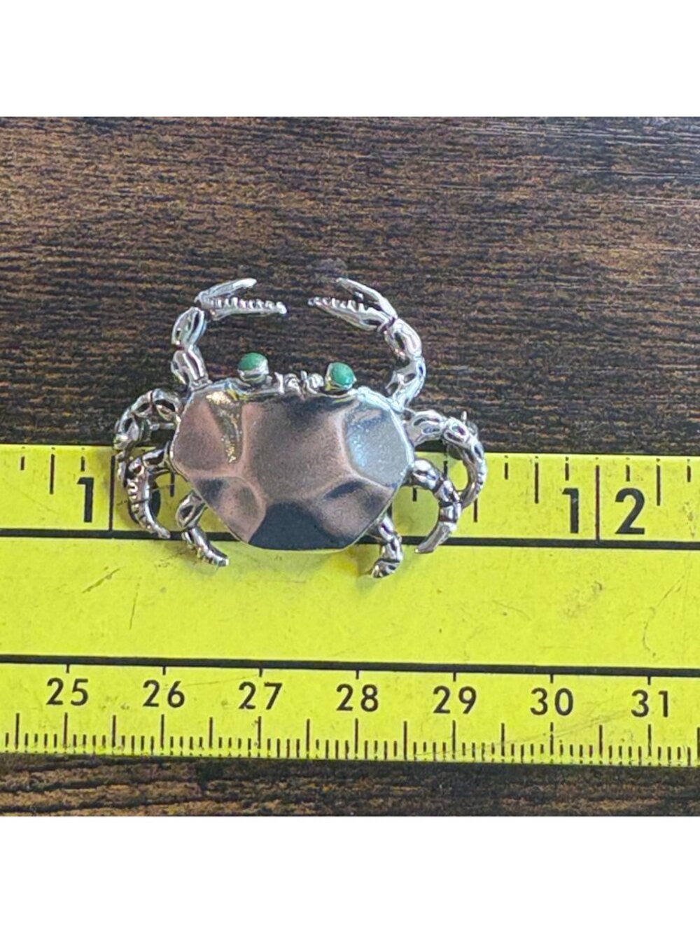 Turquoise Eyes Crab Brooch Sterling Silver 925 Size 1.5" Length - Picture 8 of 10